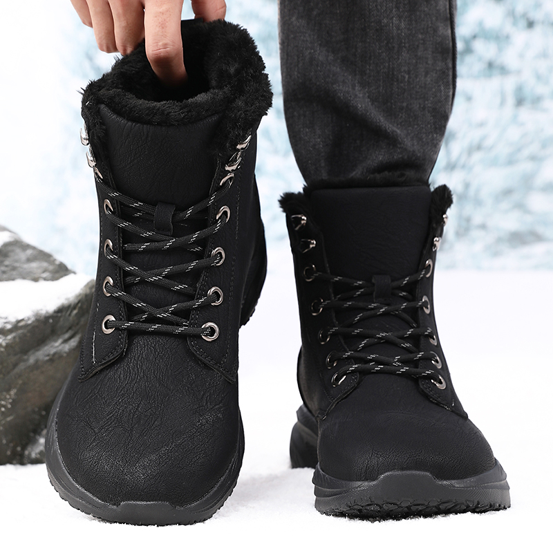Men'S Fashion For 30 Year Olds - รองเท้าบูทหิมะฤดูหนาวสำหรับผู้ชาย รองเท้าผ้าใบหัวกว้างกันน้ำ อุ่นมาก รองเท้าผู้ชายแฟชั่นใหม่ รองเท้าเดินป่ากลางแจ้ง รองเท้าบูทขี่มอเตอร์ไซค์