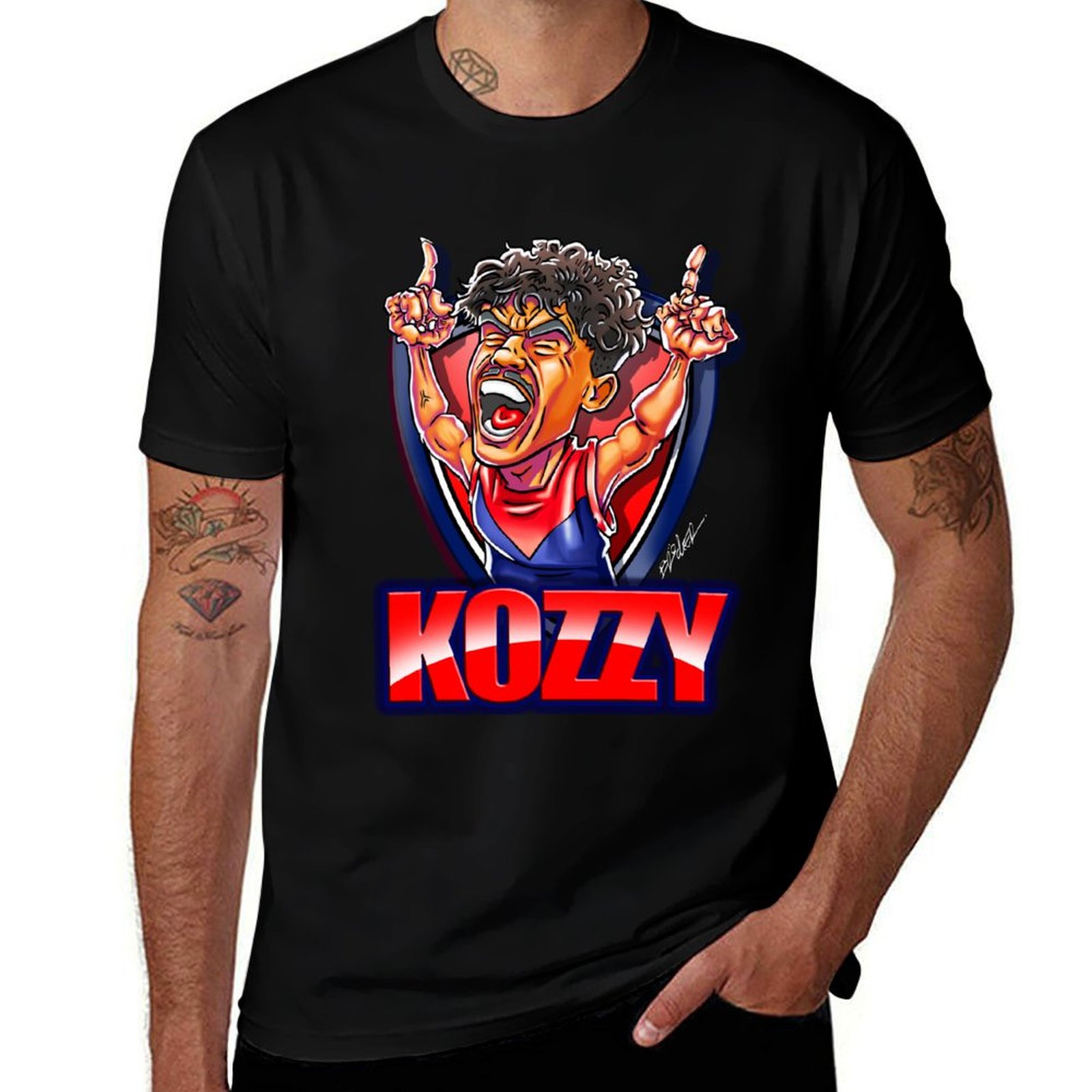 Mens Fashion Melbourne - Kozzy Pickett Design-เมลเบิร์นปีศาจAFLเสื้อยืดแฟนกีฬาความงามเสื้อผ้าหรูหราเสื้อยืดMensแฟชั่น