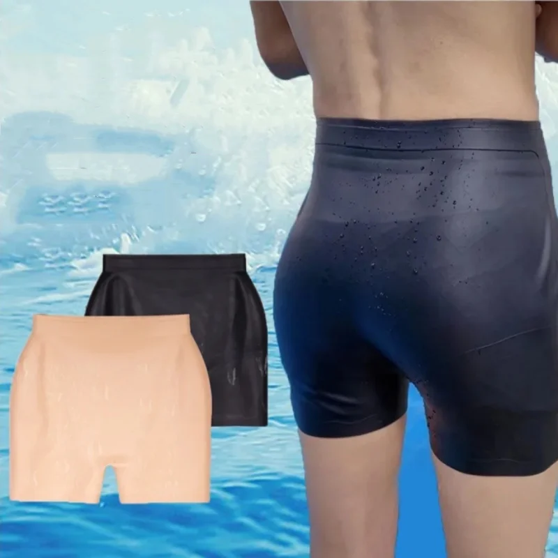 Swim Trunk Shorts - กางเกงว่ายน้ำซิลิโคนกันน้ำสำหรับผู้ชายและผู้หญิง กางเกงว่ายน้ำยางแบบบ็อกเซอร์ ป้องกันการมีประจำเดือน สำหรับเล่นเซิร์ฟ เต้น และว่ายน้ำ