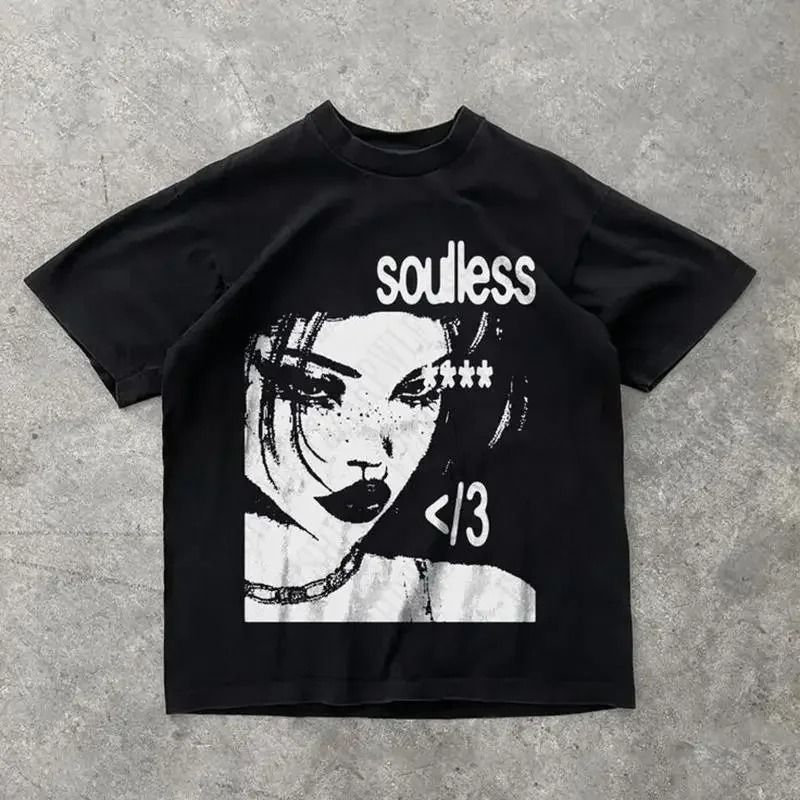 Men'S Fashion Aesthetics - เสื้อยืดพิมพ์ลายกราฟิกสไตล์พังก์ โอเวอร์ไซส์ แนวร็อค กอธ แฟชั่นฮิปฮอป ยุค