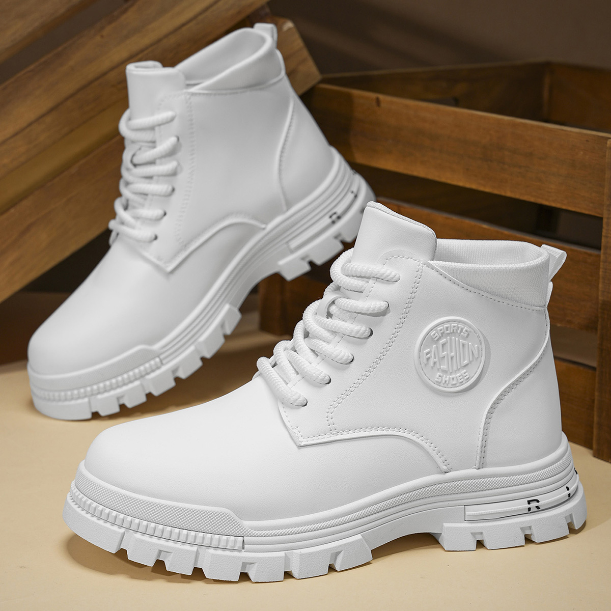 Men'S Fashion For 30 Year Olds - รองเท้าบูทมอเตอร์ไซค์สีขาวสำหรับผู้ชาย แฟชั่นทุกฤดู เหมาะสำหรับฤดูใบไม้ร่วง ฤดูหนาว เดินป่า ปีนเขา
