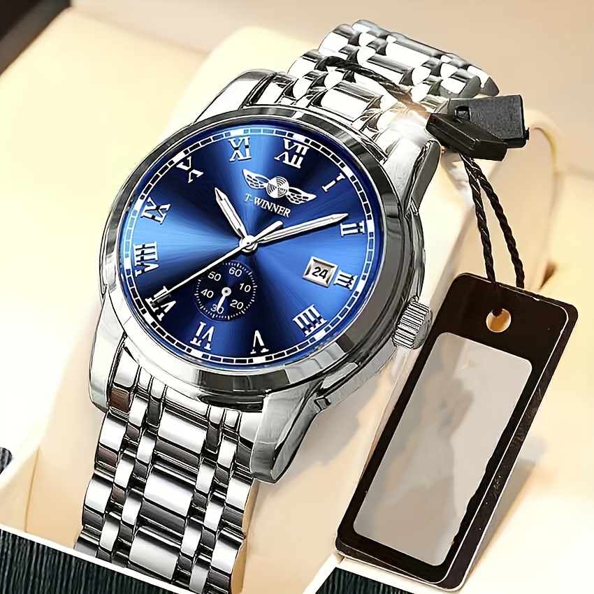 Men'S Fashion Aesthetics - นาฬิกาจักรกลระดับไฮเอนด์สำหรับผู้ชาย สายเหล็กโครงกระดูก ปฏิทิน สไตล์ธุรกิจทันสมัย ​​นาฬิกาแบรนด์เนมมีสไตล์ คุณค่าทางความสวยงามสูง