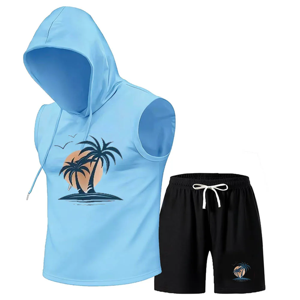 Men'S Fashion For Summer 2026 - ชุดเซ็ตผู้ชายแฟชั่นฤดูร้อน 2026 เสื้อยืดลำลอง กางเกงขาสั้นโพลีเอสเตอร์ ชุดกีฬาสองชิ้น ชุดบาสเก็ตบอล