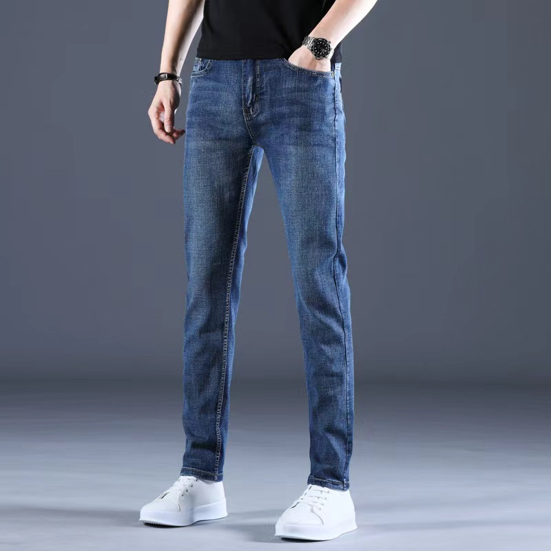Men'S Fashion For 60 Year Old - 2025 กางเกงยีนส์ผู้ชายสไตล์ใหม่ลำลองยืดได้แฟชั่นคลาสสิกสีฟ้าสีดำกางเกงทำงานกางเกงยีนส์เสื้อผ้าชาย