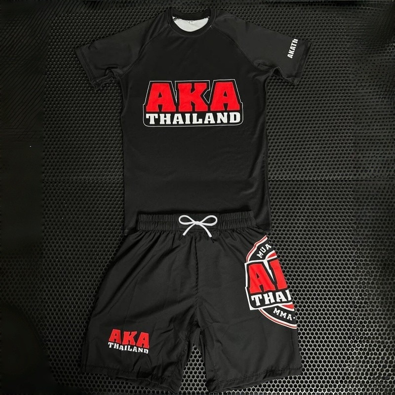Men'S Fashion For Summer 2026 - ชุดกีฬาฝึกซ้อมมวยไทยสีดำแดงแฟชั่นใหม่ปี 2026 ระบายอากาศได้ดี แห้งเร็ว แขนสั้น สำหรับทุกเพศ