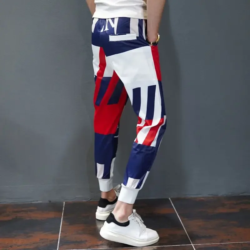 Men'S Fashion Aesthetics - กางเกงลำลองผู้ชายทรงสลิมฟิต ผ้าโพลีเอสเตอร์ กางเกงขายาว ดีไซน์เนอร์ ไซส์ใหญ่พิเศษ XXXL