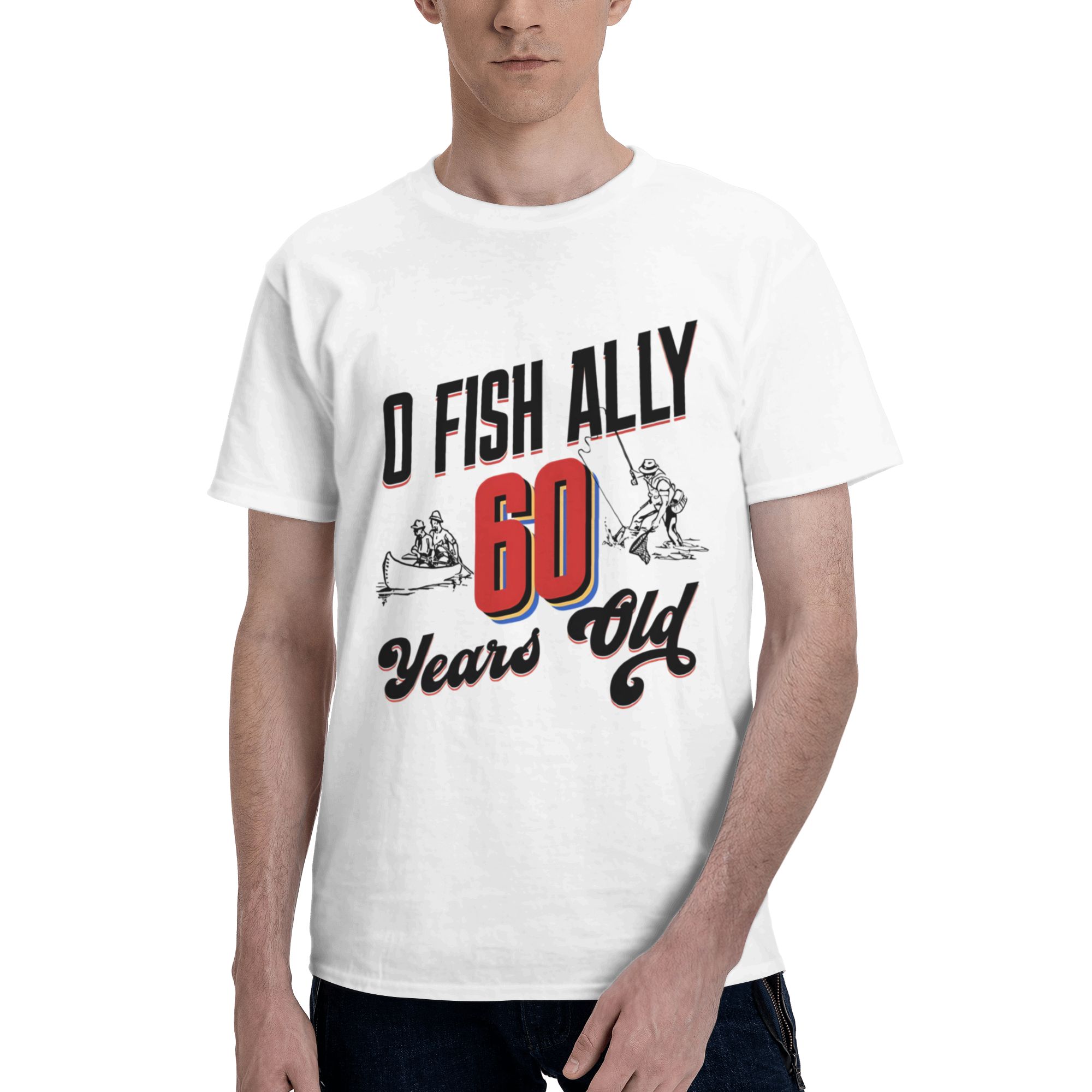 Men'S Fashion For 60 Year Old - เสื้อยืดแฟชั่นวันเกิดครบรอบ 60 ปีสำหรับคุณพ่อชาวประมง แขนสั้น คอกลม ผ้าฝ้าย