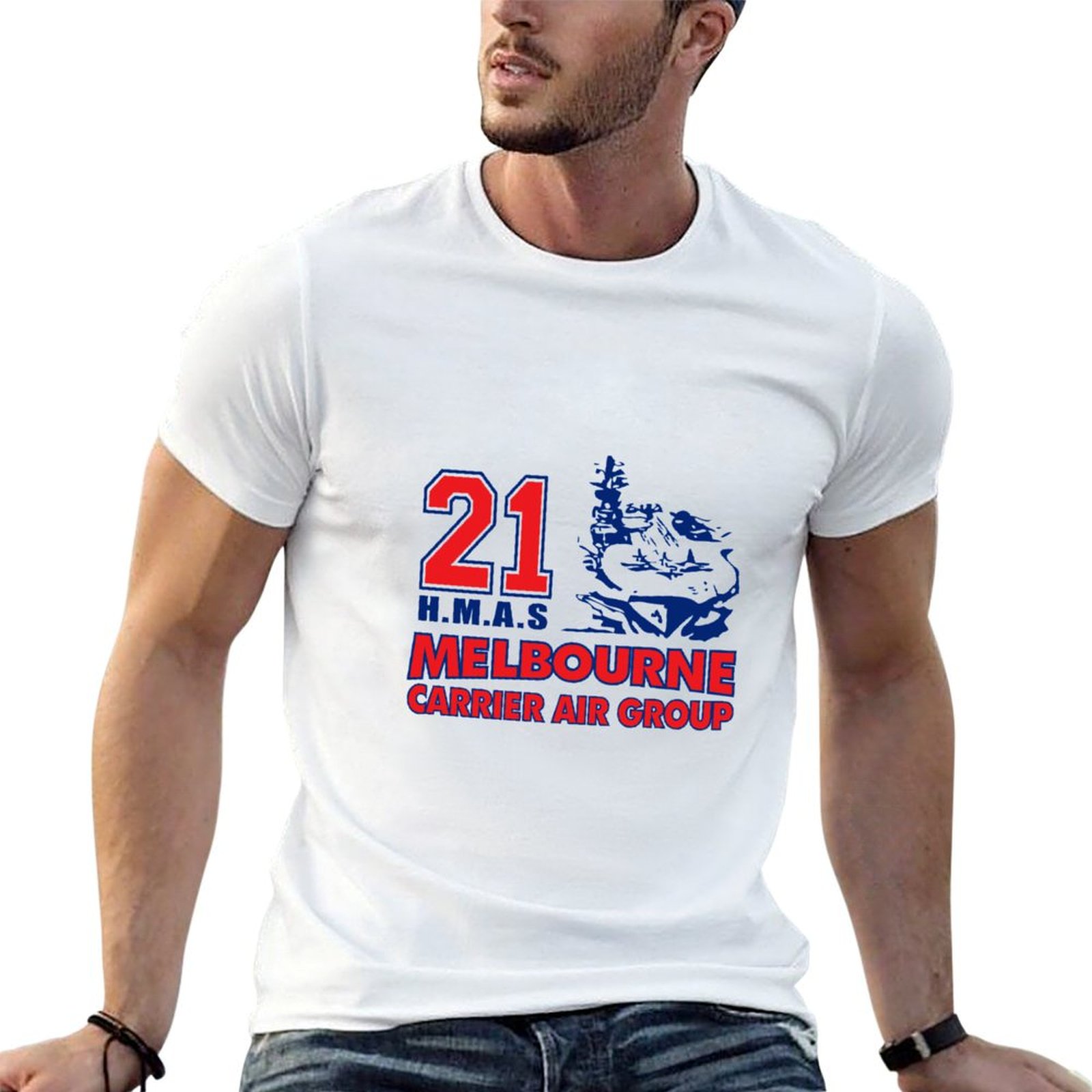 Mens Fashion Melbourne - เสื้อยืด HMAS Melbourne Carrier Air Group