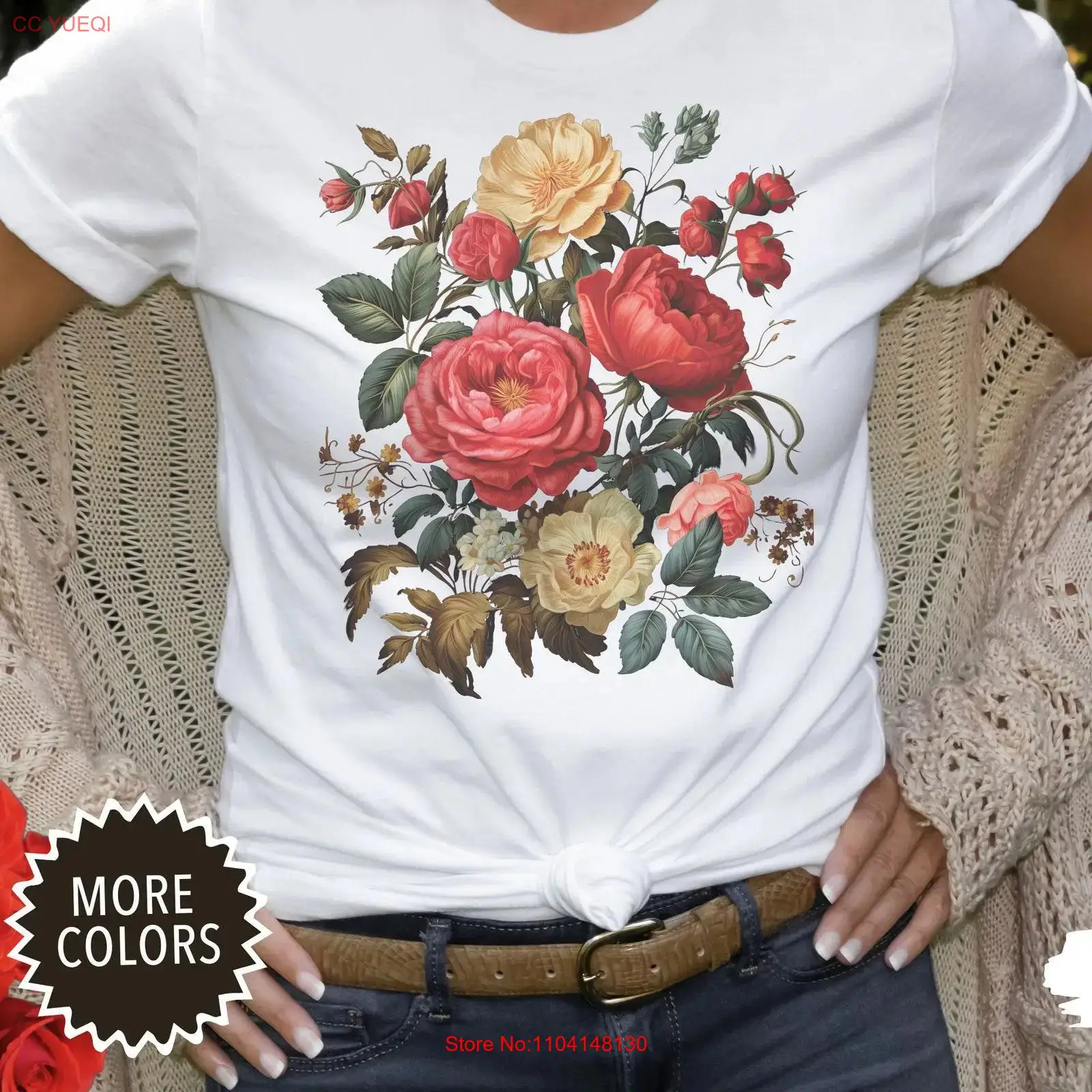 Men'S Fashion Aesthetics - เสื้อยืดลายดอกไม้ป่าสไตล์สวยงาม สำหรับคนรักธรรมชาติ ของขวัญสำหรับคนรักสวน สไตล์คอทเทจคอร์ กุหลาบ โกบลินคอร์