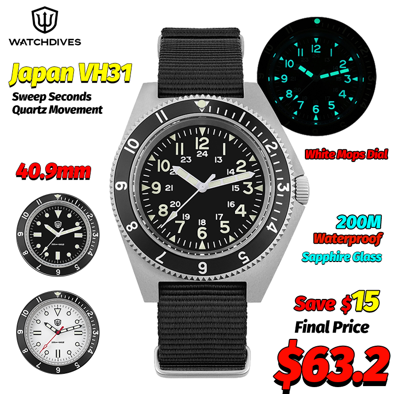 Men'S Fashion Jewelry - นาฬิกาควอตซ์ Watchdives รุ่น WD1972 นาฬิกาผู้ชายหน้าปัดแซฟไฟร์ เรืองแสง
