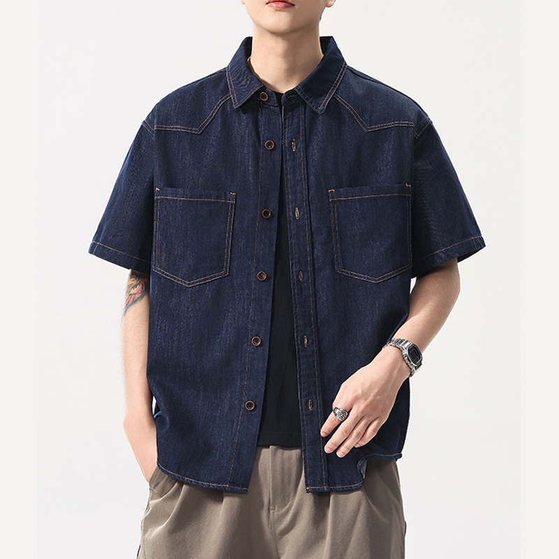 Jeans Shirt Fashion For Men - ฤดูร้อนน้ําหนักเบาบาง DENIM เสื้อผู้ชายแฟชั่นหลวม Casual PLUS ขนาดวินเทจแขนสั้นกางเกงยีนส์เสื้อ