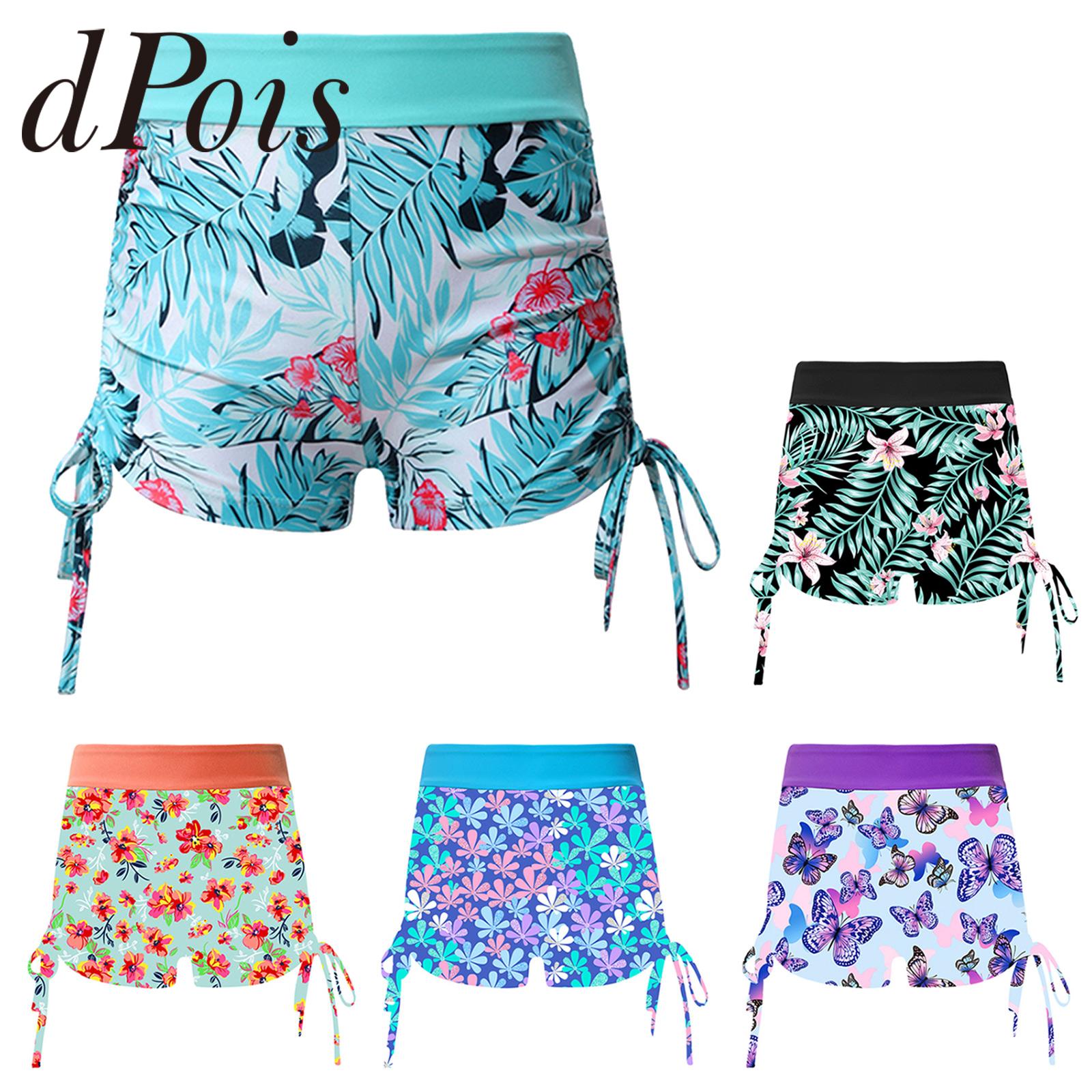 Swim Trunk Shorts - กางเกงว่ายน้ําเด็กผู้หญิงพิมพ์กางเกงขาสั้นว่ายน้ําด้านข้างสายรัด Boyshorts กางเกงขาสั้นฤดูร้อน Tankini กางเกงสําหรับสระว่ายน้ําชายหาดชุดว่ายน้ํา