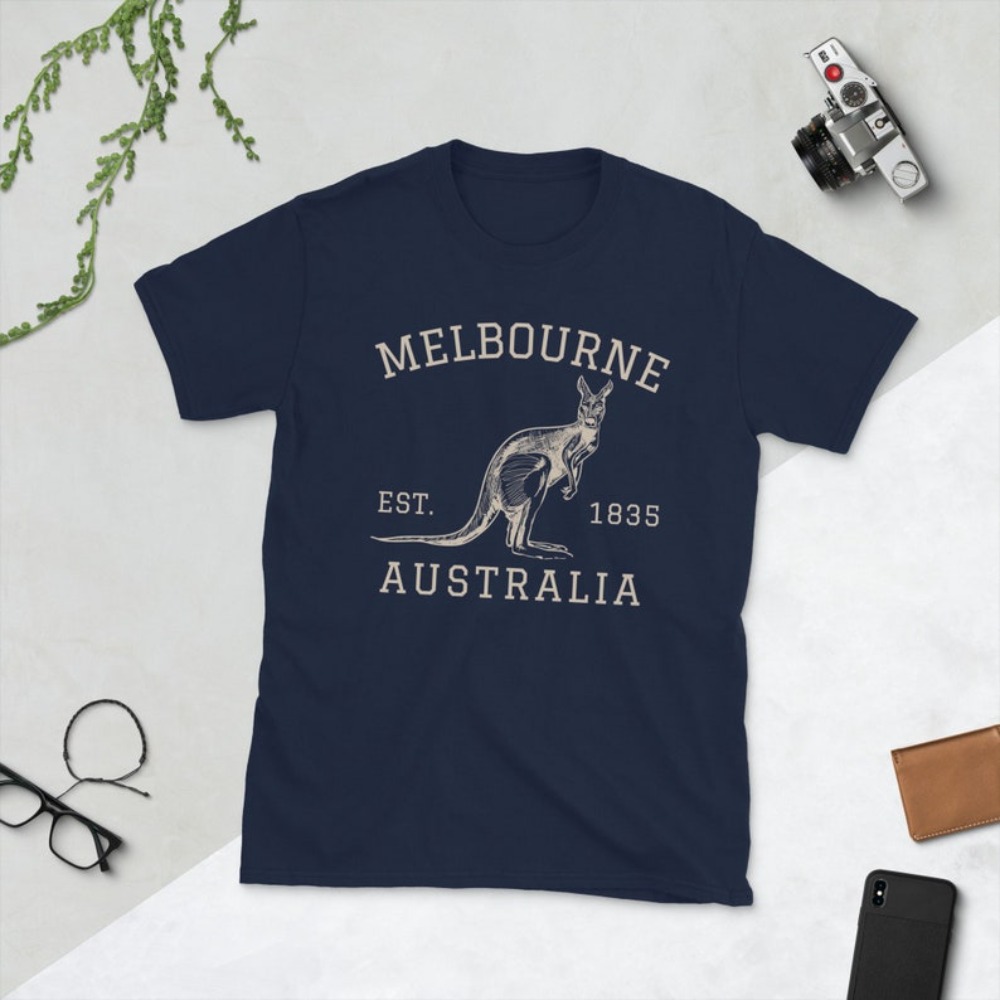 Mens Fashion Melbourne - เมลเบิร์นออสเตรเลียเสื้อยืด Australian Kangaroo เสื้อ Vintage 1835