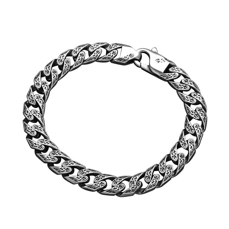 Men'S Fashion Lk - สร้อยข้อมือแบบโซ่คิวบาสไตล์อาหรับแบบใหม่ โซ่หนา สไตล์วินเทจสำหรับผู้ชาย รุ่น LK-AA745
