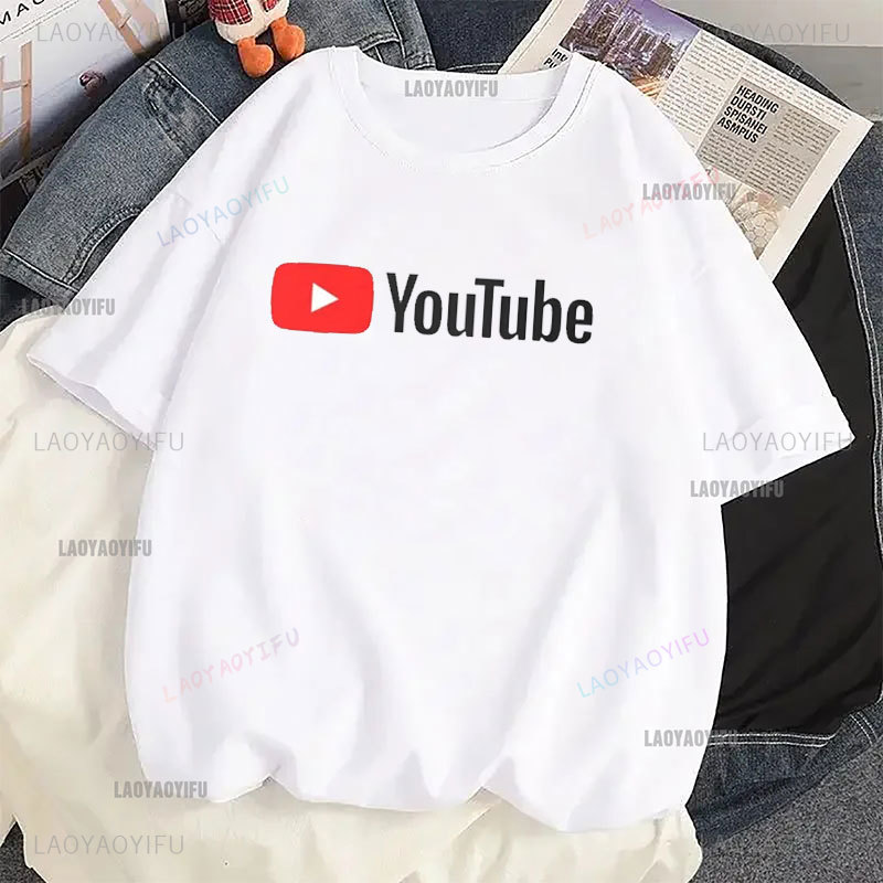 2024 ยูทูบโลโก้พิมพ์ลายเสื้อยื - Men Fashion Youtuber บทวิจารณ์และราคา