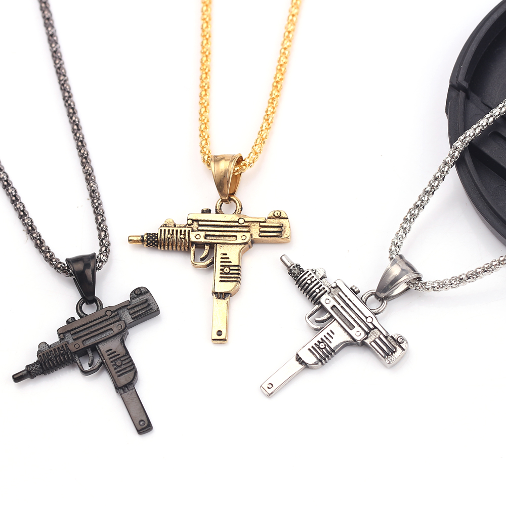จี้สร้อยคอรูปปืนอูซี่สไตล์พังก - Men'S Fashion Jewelry บทวิจารณ์และราคา