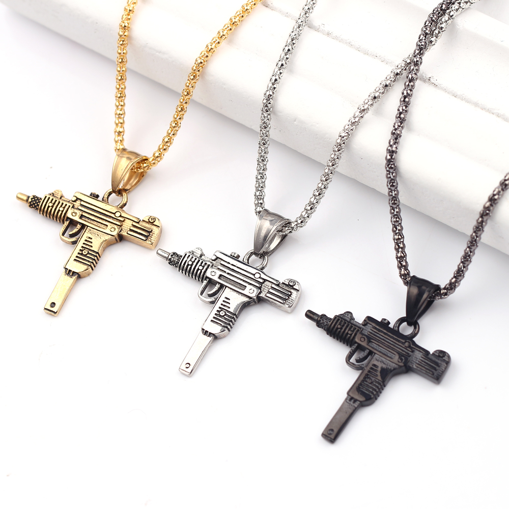 จี้สร้อยคอรูปปืนอูซี่สไตล์พังก - Men'S Fashion Jewelry บทวิจารณ์และราคา