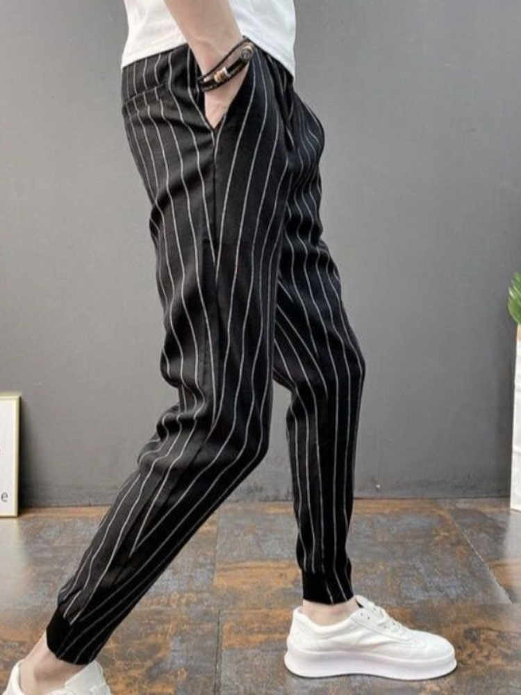 SLIM FITลายชายCroppedกางเกงใหม - Men'S Fashion Aesthetics บทวิจารณ์และราคา