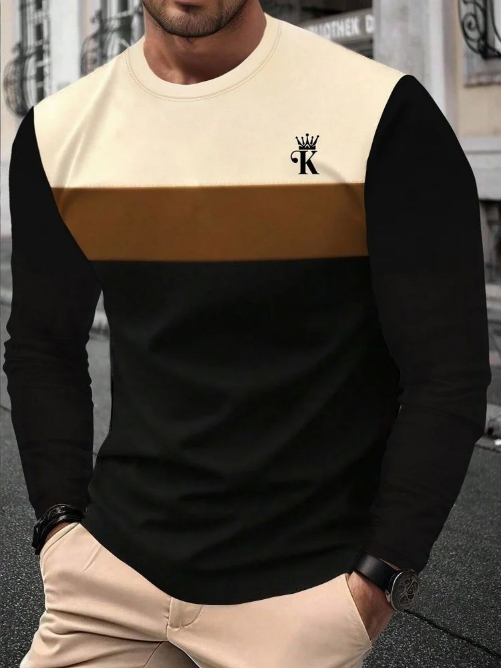 เสื้อยืดแขนยาวคอกลมพิมพ์ลายตัว - Men'S Winter Fashion บทวิจารณ์และราคา