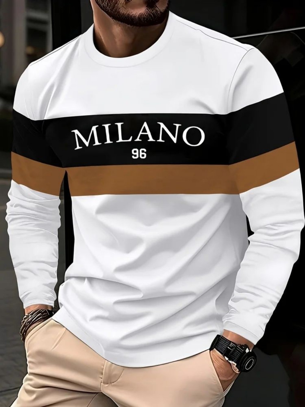 เสื้อยืดแขนยาวคอกลมพิมพ์ลายตัว - Men'S Winter Fashion บทวิจารณ์และราคา