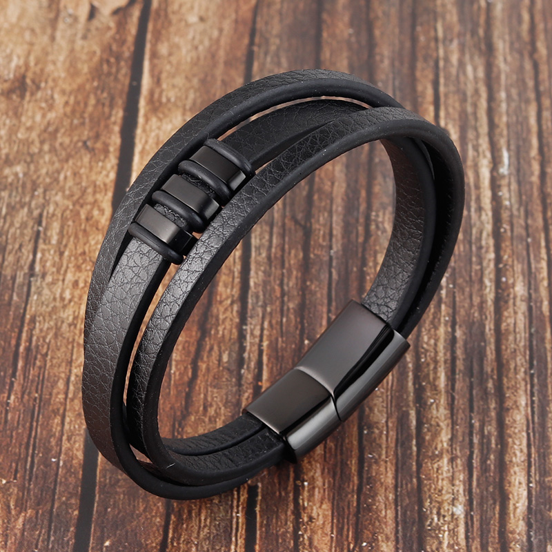 สร้อยข้อมือหนังถักหลายชั้นผสมส - Mens Fashion Combination บทวิจารณ์และราคา
