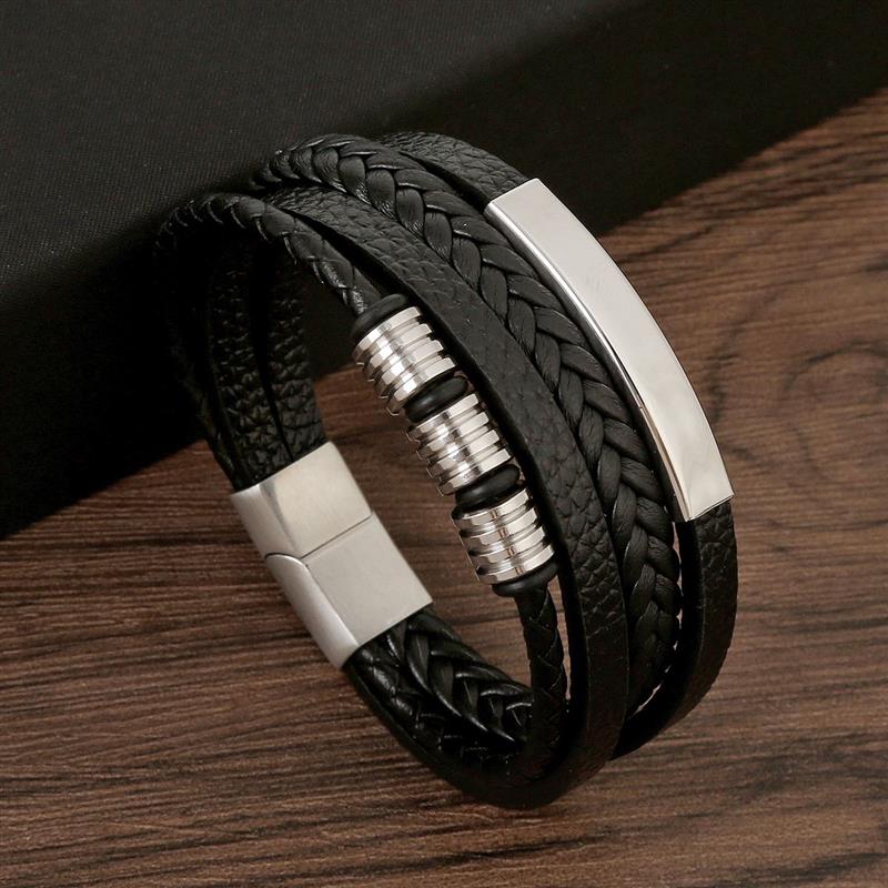 สร้อยข้อมือหนังผู้ชายคลาสสิกสไ - Mens Fashion Combination บทวิจารณ์และราคา