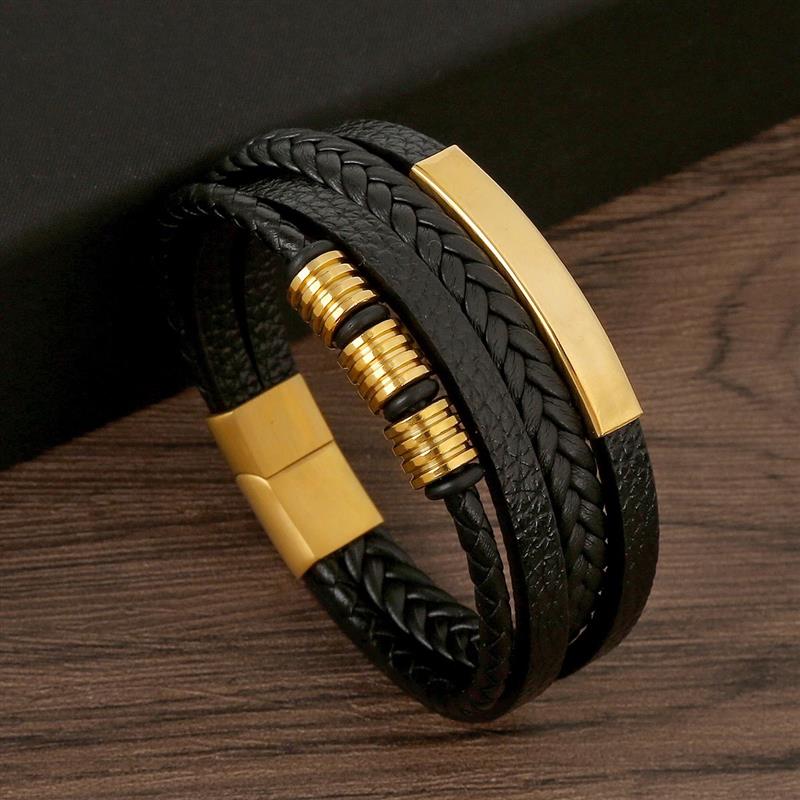 สร้อยข้อมือหนังผู้ชายคลาสสิกสไ - Mens Fashion Combination บทวิจารณ์และราคา