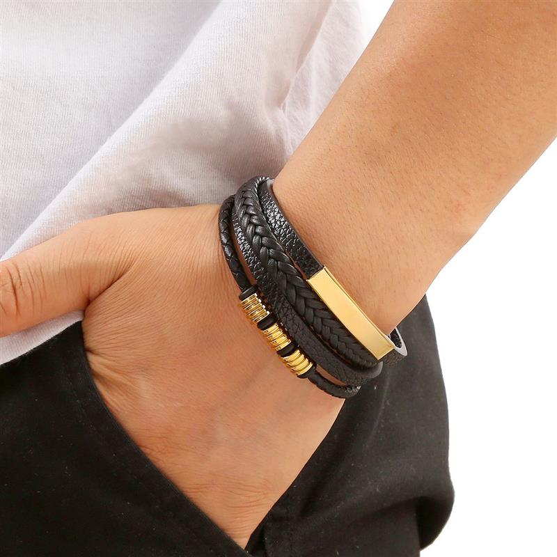 สร้อยข้อมือหนังผู้ชายคลาสสิกสไ - Mens Fashion Combination บทวิจารณ์และราคา