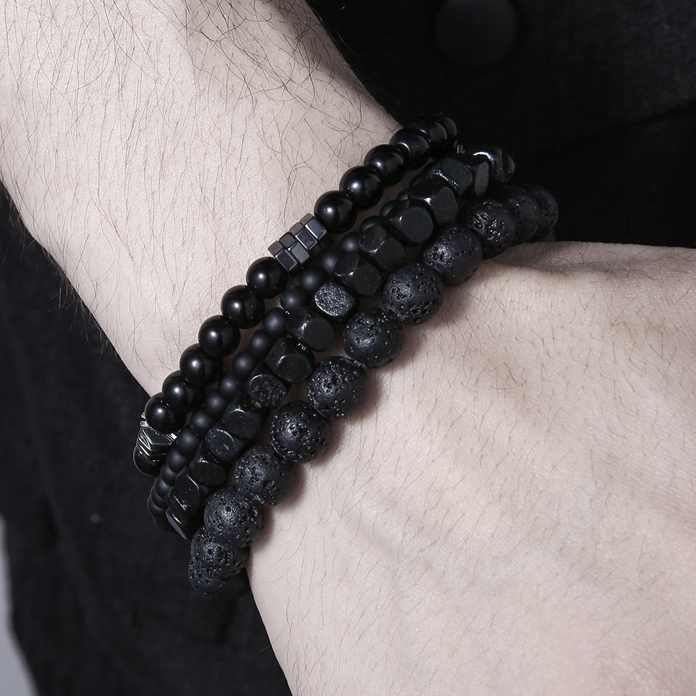 กำไลลูกปัดหินภูเขาไฟสีดำสำหรับ - Mens Fashion Combination บทวิจารณ์และราคา
