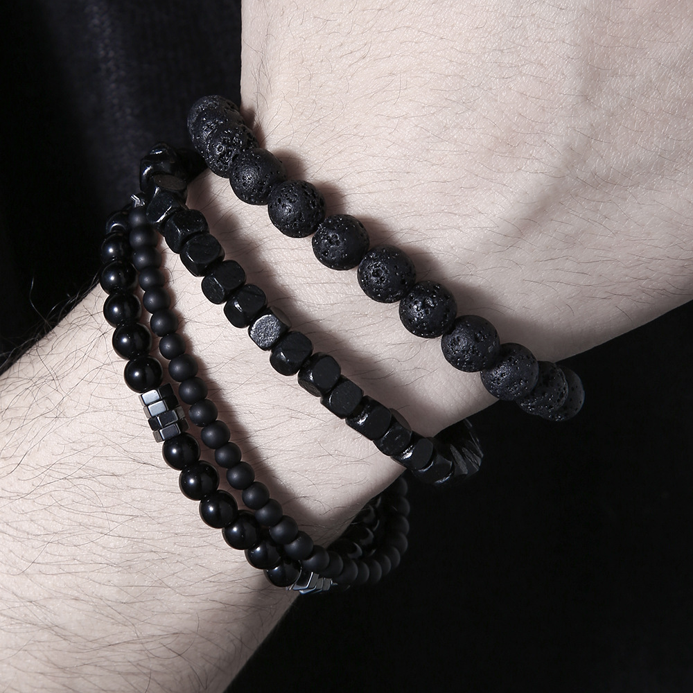 กำไลลูกปัดหินภูเขาไฟสีดำสำหรับ - Mens Fashion Combination บทวิจารณ์และราคา